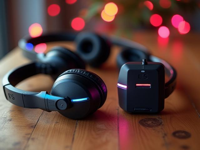 Starter Pack: 50 headphones and 1 transmitter on a table